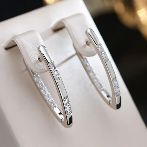 Elegant Zirconia Earrings in Gold - Image 2