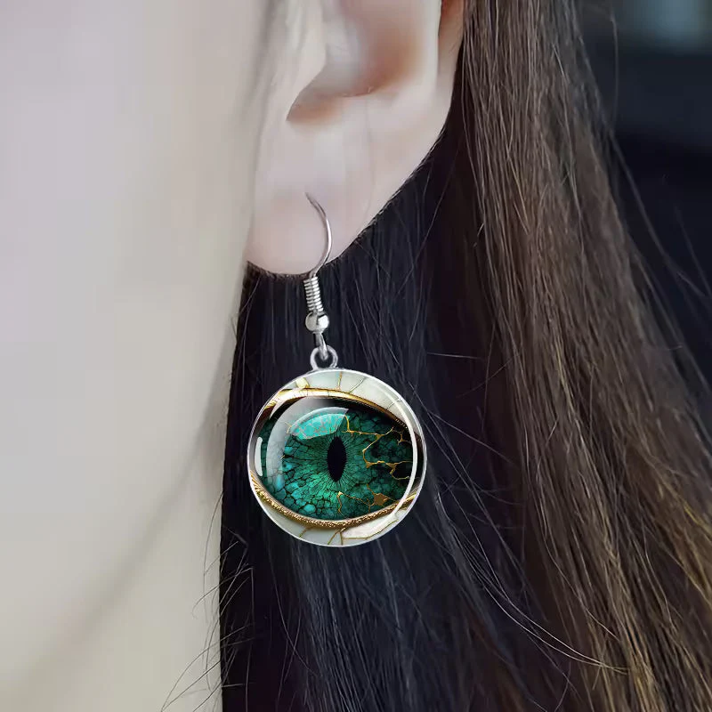 Emerald Enigma Gaze Drop Earrings - Image 2