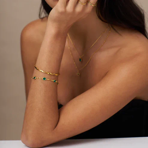 Emerald Link Chain Bracelet - Image 3