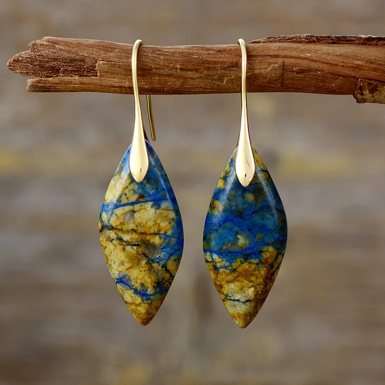 Emperor Stone Leaf Pendant Earrings - Image 2