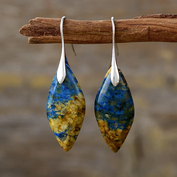 Emperor Stone Leaf Pendant Earrings - Image 4