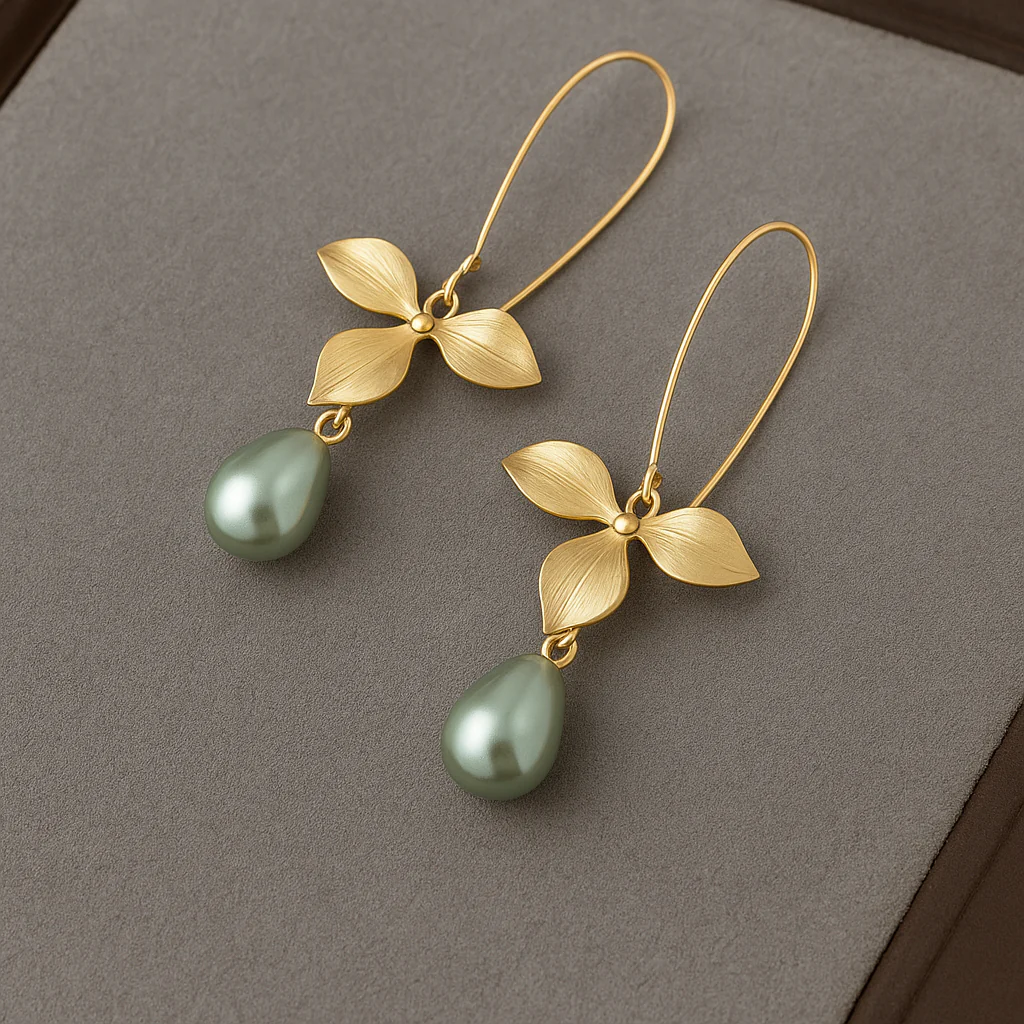 Erzulie | Earrings with Golden Leaf - Image 2