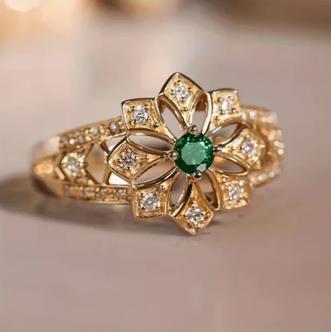 Eternal Emerald Blossom Ring - Image 2