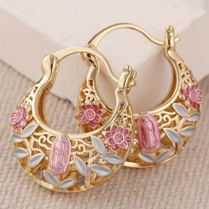 Eternal Rose Lace Hoop Earrings - Image 2