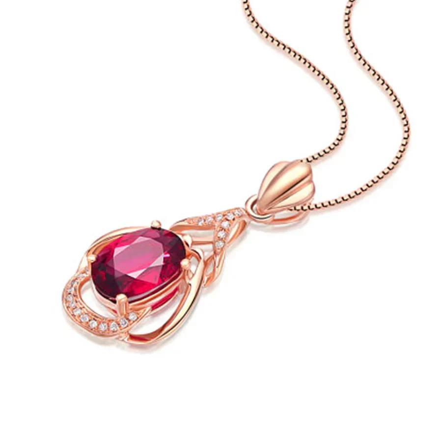 Exquisite Red Crystal Gold Necklace - Image 4