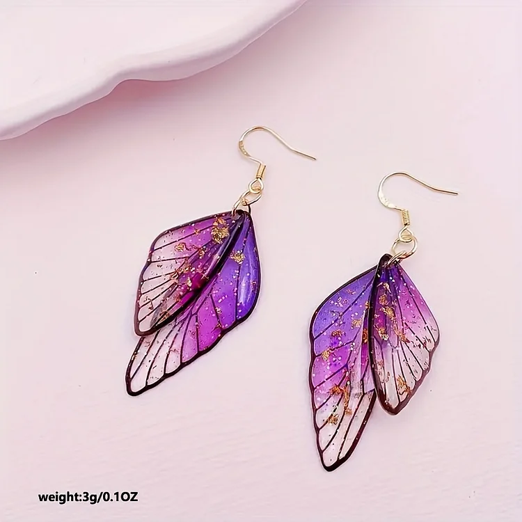 Fashion Transparent Resin Wings Drop Earring - Image 5