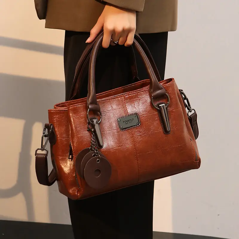Fashionable Leather Retro Boston Bag - Image 4