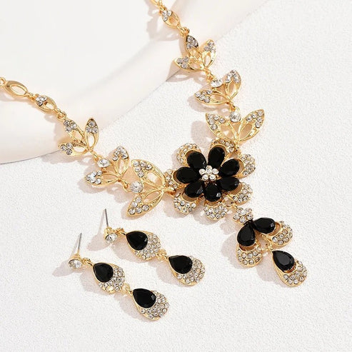 Floral Diamond Necklace and Earring Set - Image 2