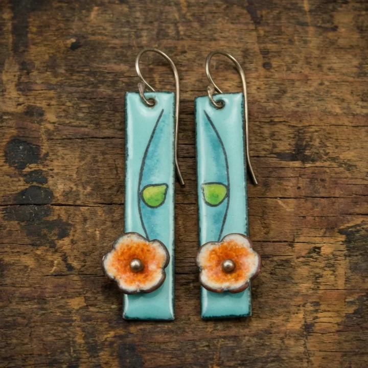 Floral Enamel Earrings - Image 2