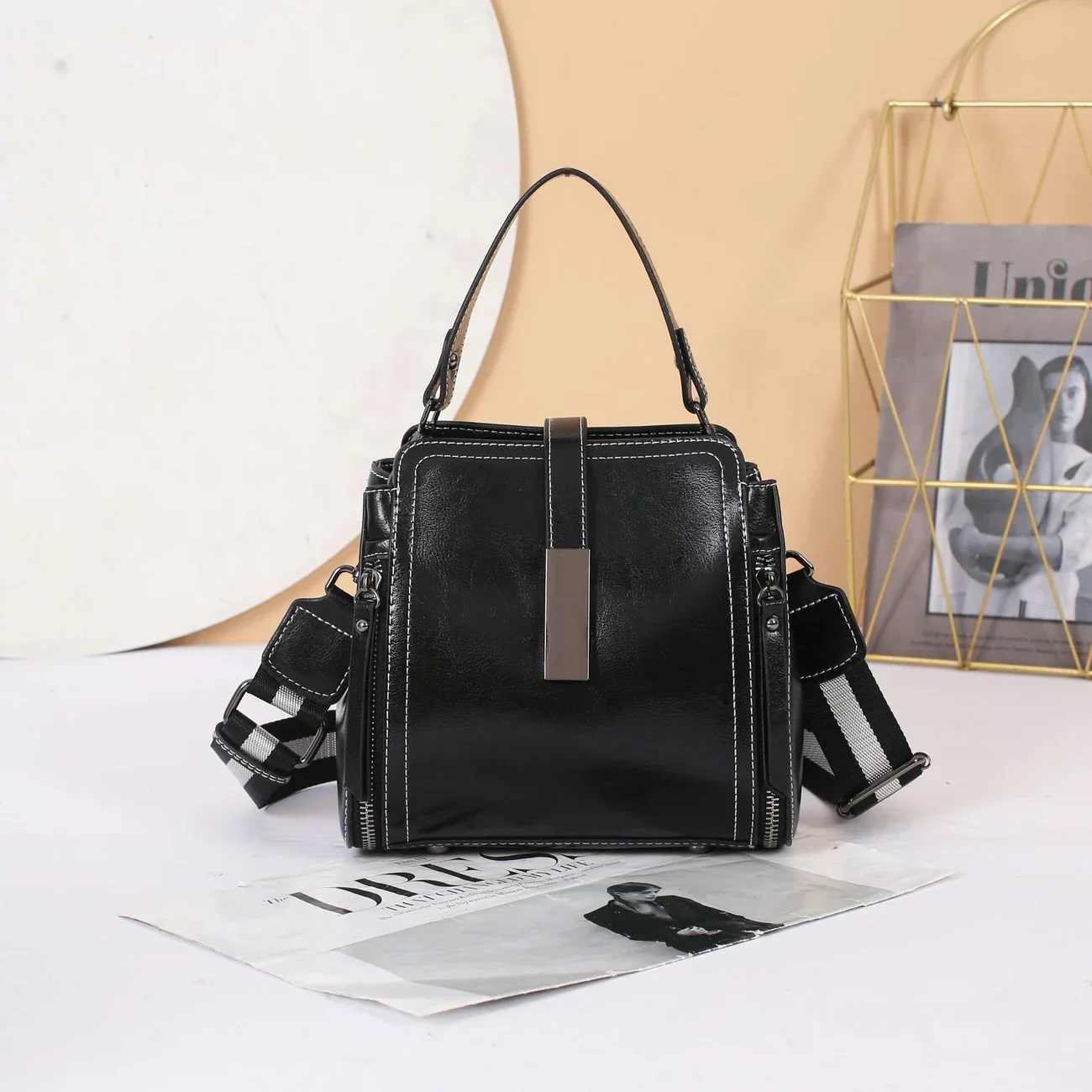 Leather Women's Crossbody Tote Bag - Image 5