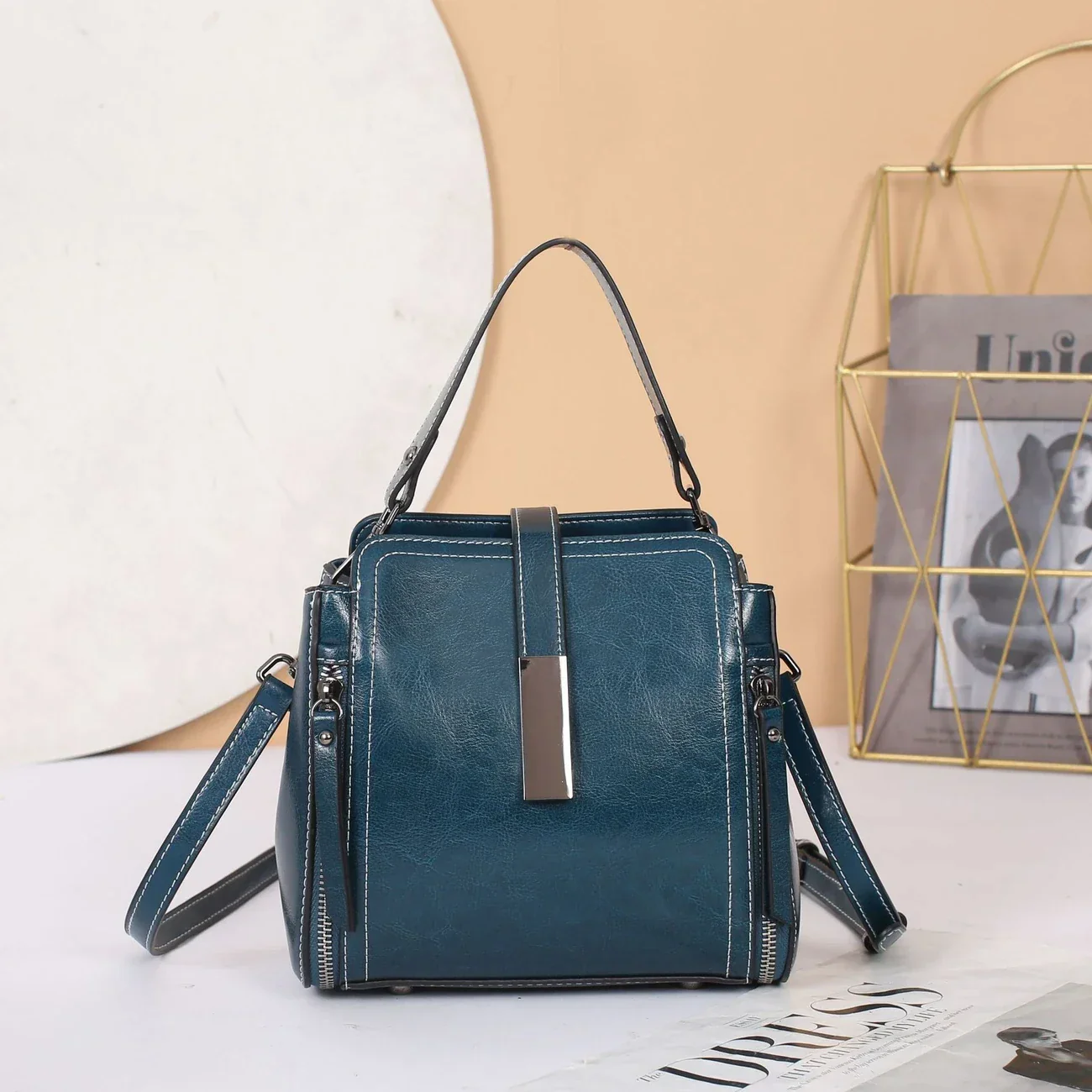 Leather Women's Crossbody Tote Bag - Image 6
