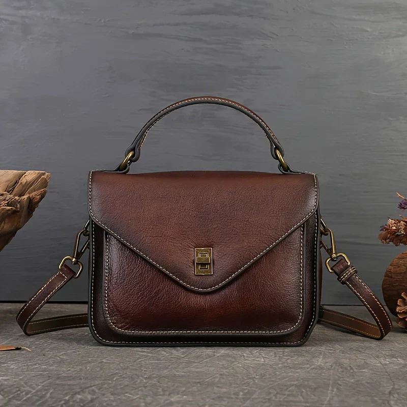 Leather Women's Retro Mailman Crossbody Bag - Image 5