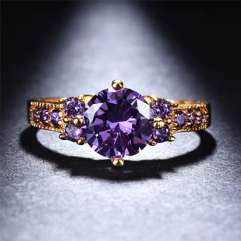 Gold Amethyst Cluster Ring - Image 2