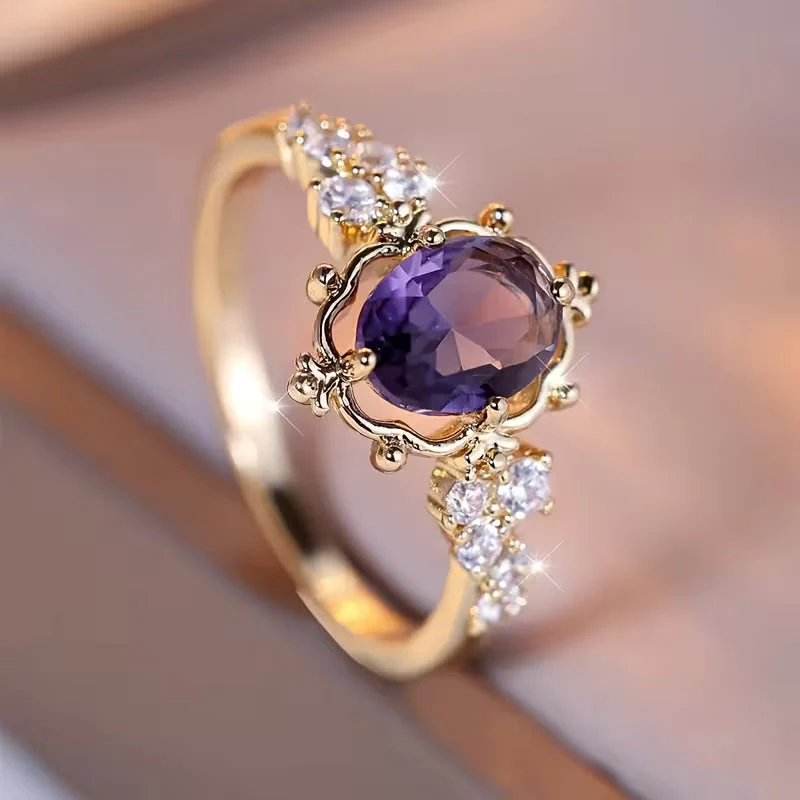 Gold Amethyst Princess Ring - Image 2