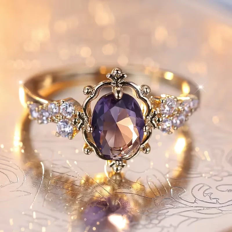 Gold Amethyst Princess Ring - Image 3