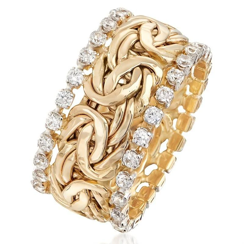 Gold Braided Zirconia Ring – Vintage Style - Image 2