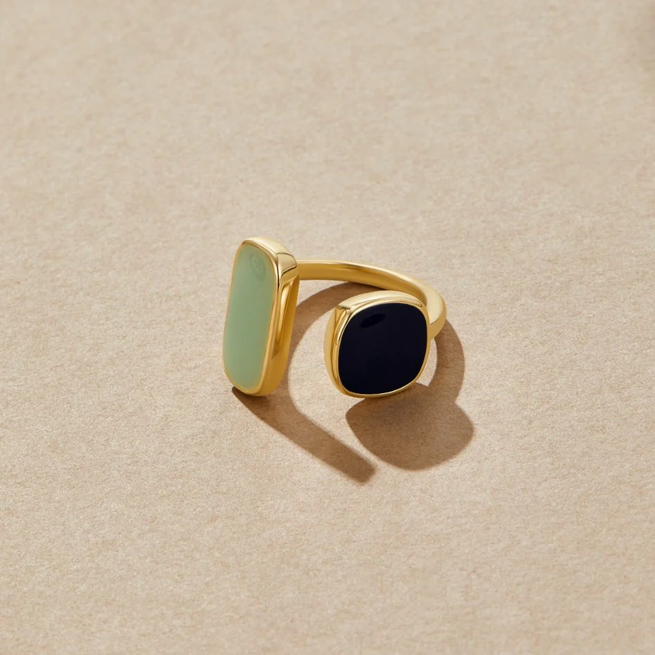Gold Dual Stone Open Ring - Image 3