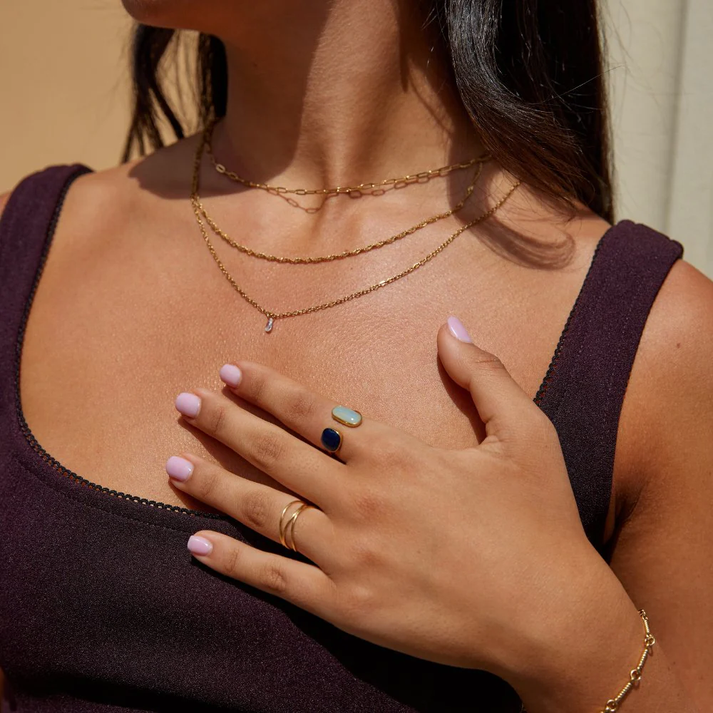 Gold Dual Stone Open Ring - Image 4