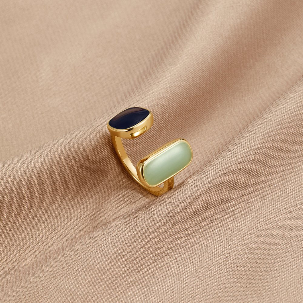 Gold Dual Stone Open Ring - Image 6