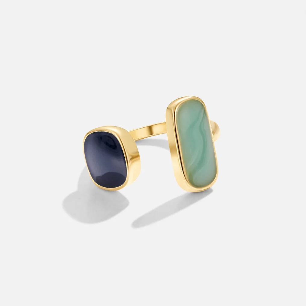 Gold Dual Stone Open Ring - Image 7
