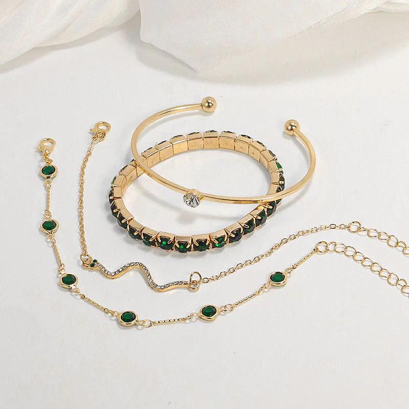 Gold Emerald Bracelet Set - Image 2