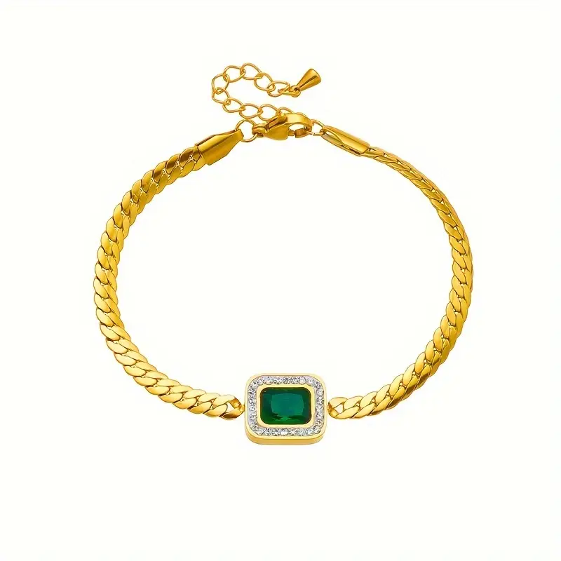 Gold Emerald Chain Bracelet - Image 5
