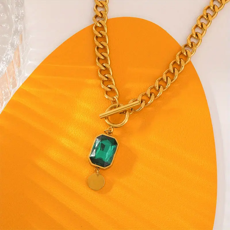 Gold Emerald Chain Necklace - Image 3