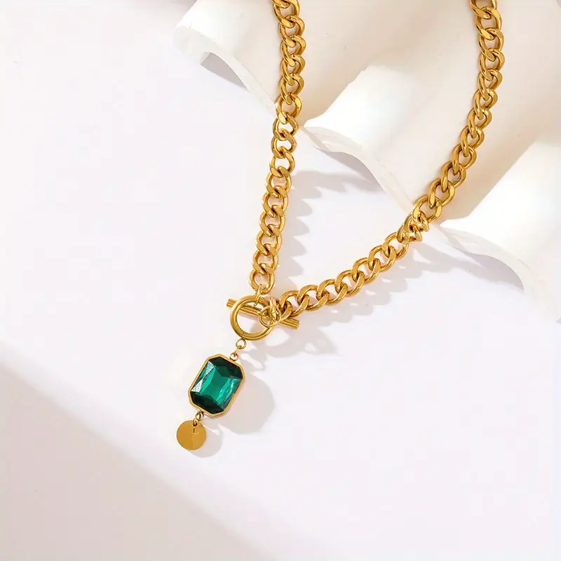 Gold Emerald Chain Necklace - Image 5
