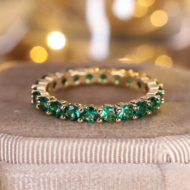 Gold Emerald Eternity Ring - Image 3