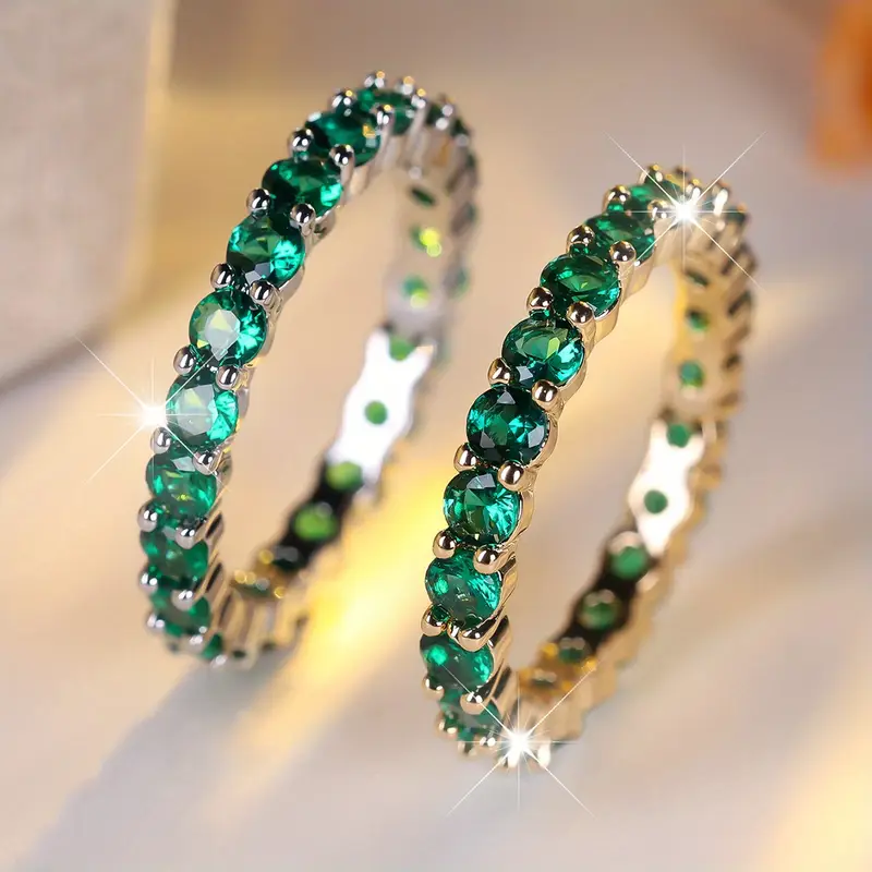 Gold Emerald Eternity Ring - Image 4