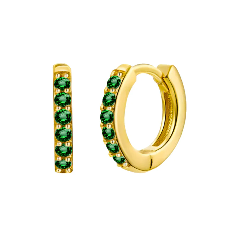 Gold Emerald Hoop Earrings - Image 2