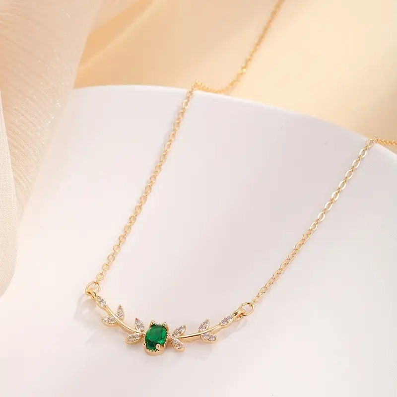 Gold Emerald Minimalist Necklace - Image 2