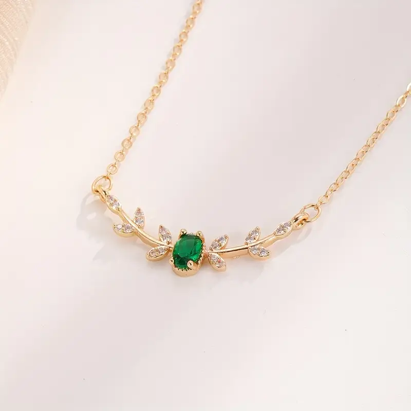 Gold Emerald Minimalist Necklace - Image 3