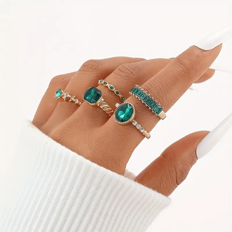 Gold Emerald Ring Set - Image 3