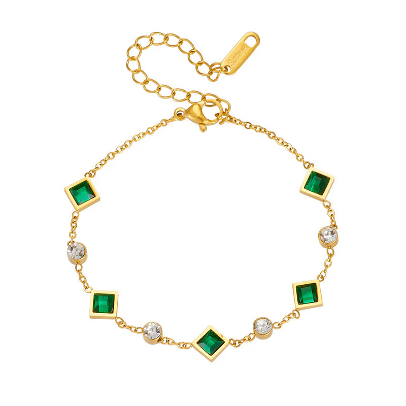 Gold Emerald Station Bracelet - Image 5