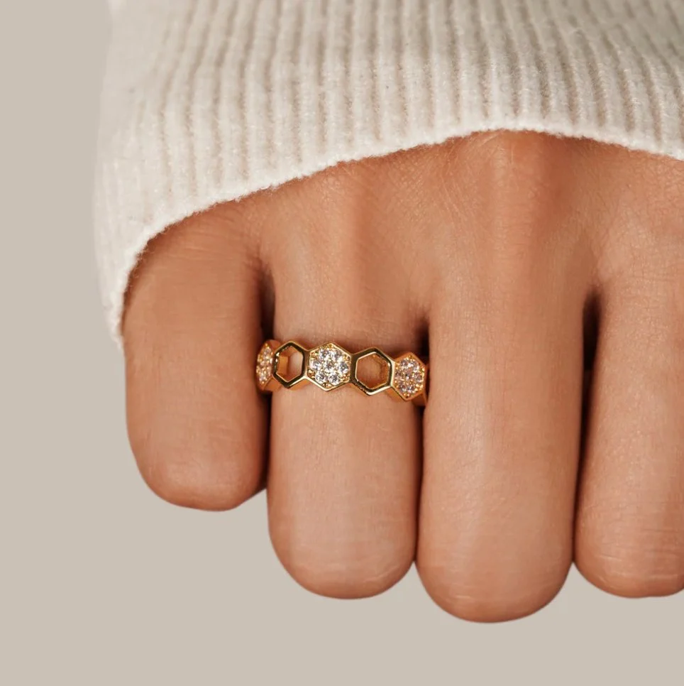 Gold Geometric Open Ring - Image 2