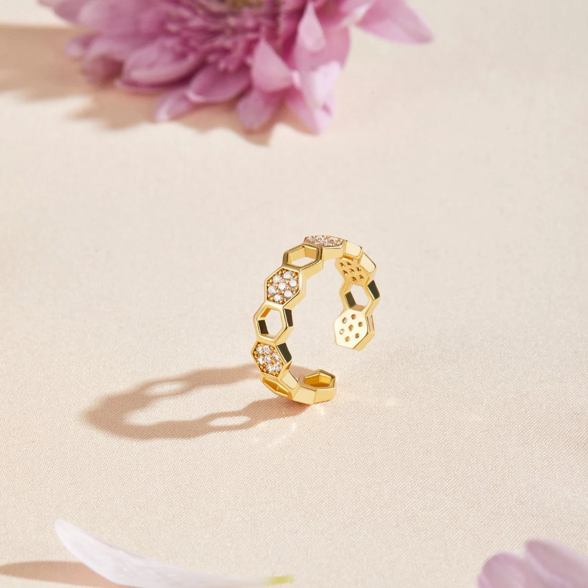 Gold Geometric Open Ring - Image 3