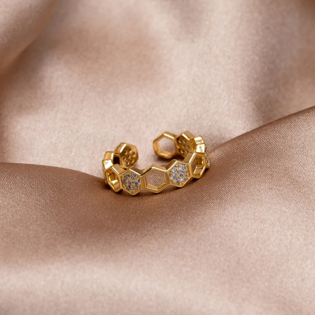 Gold Geometric Open Ring - Image 6