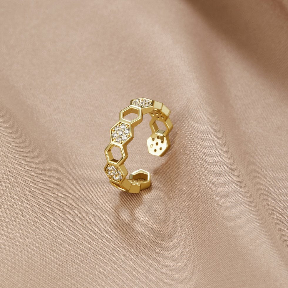 Gold Geometric Open Ring - Image 8