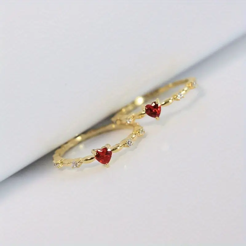 Gold Ruby Heart Ring - Image 3