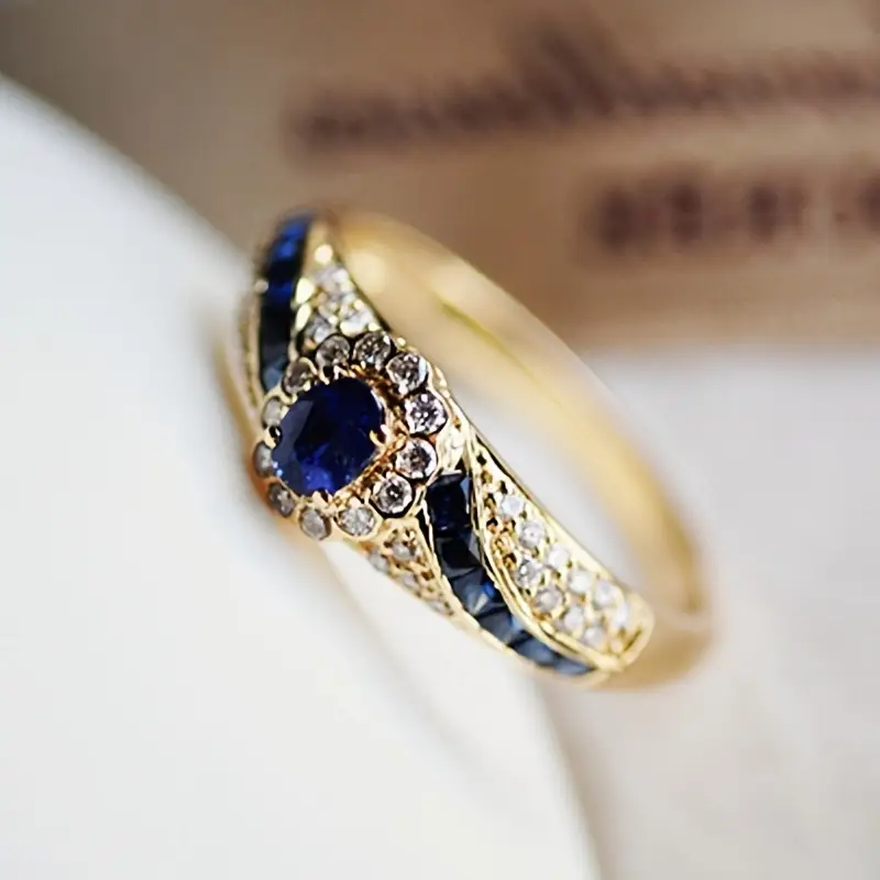 Gold Sapphire Band Ring - Image 4