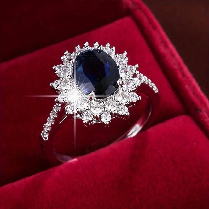 Gold Sapphire Halo Ring - Image 2
