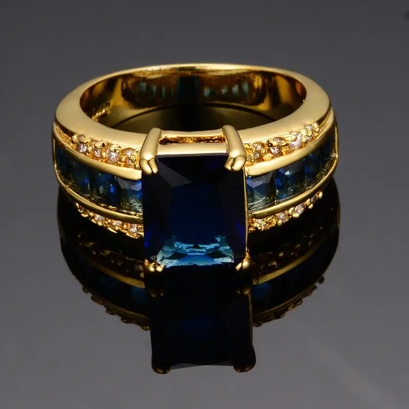 Gold Sapphire Square-Cut Ring - Image 3