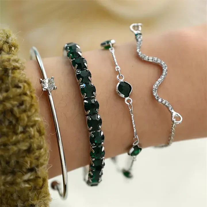 Green Gemstone Bracelet Set - Image 2