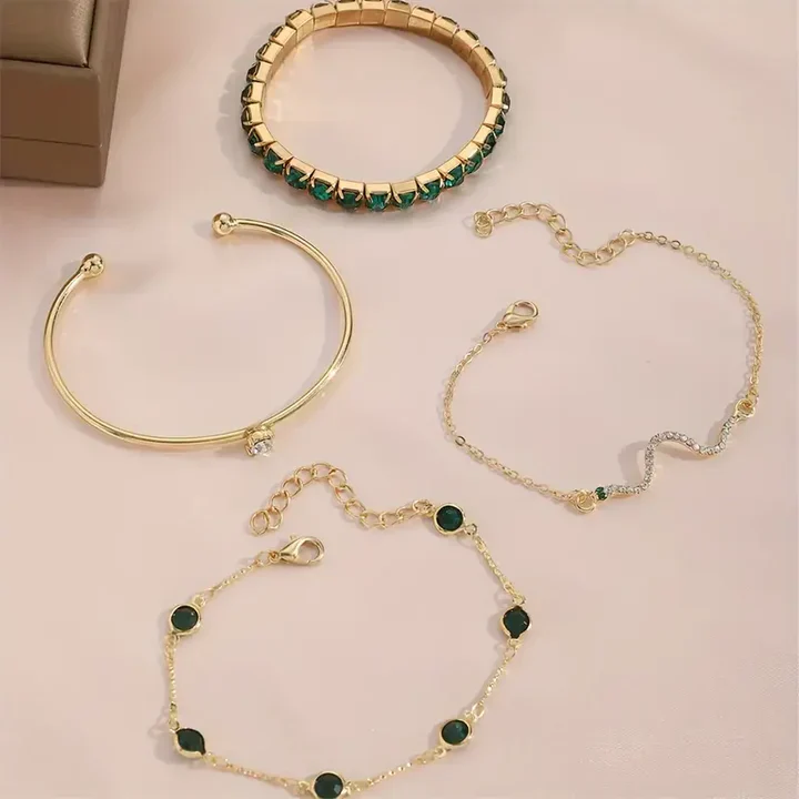 Green Gemstone Bracelet Set - Image 4