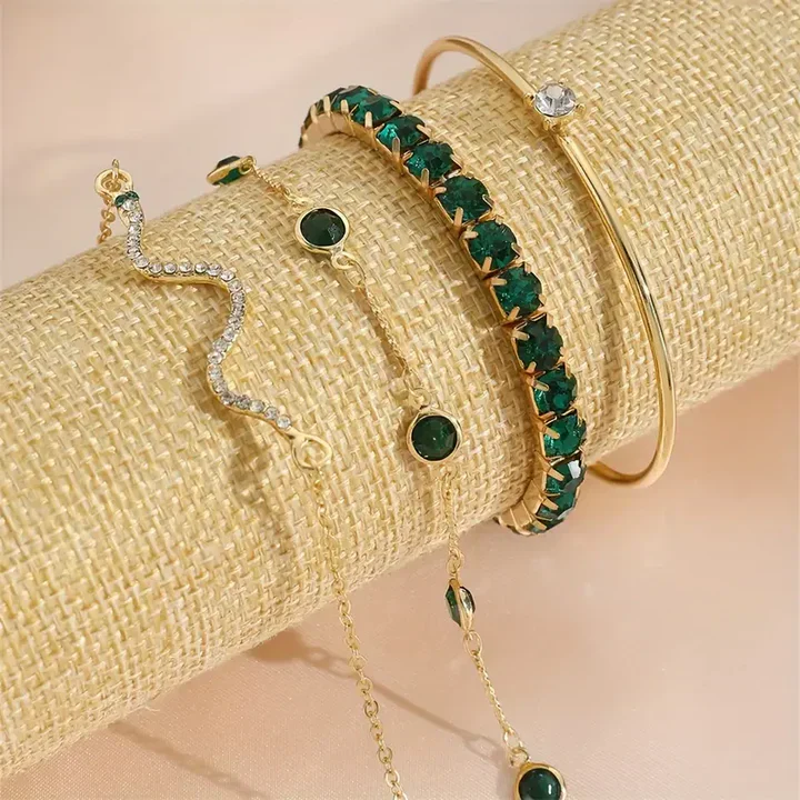Green Gemstone Bracelet Set - Image 8