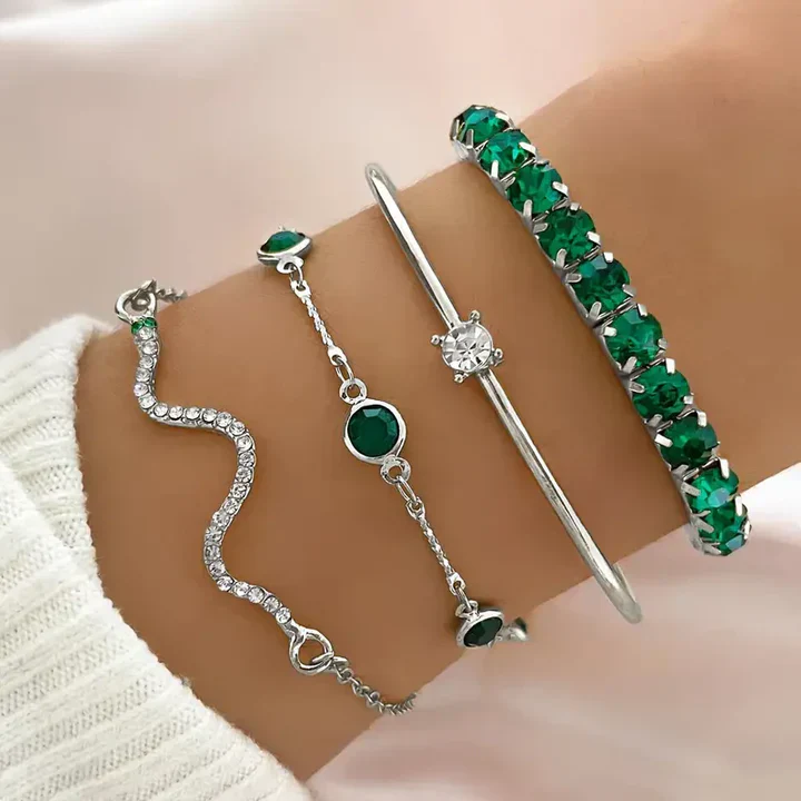 Green Gemstone Bracelet Set - Image 9