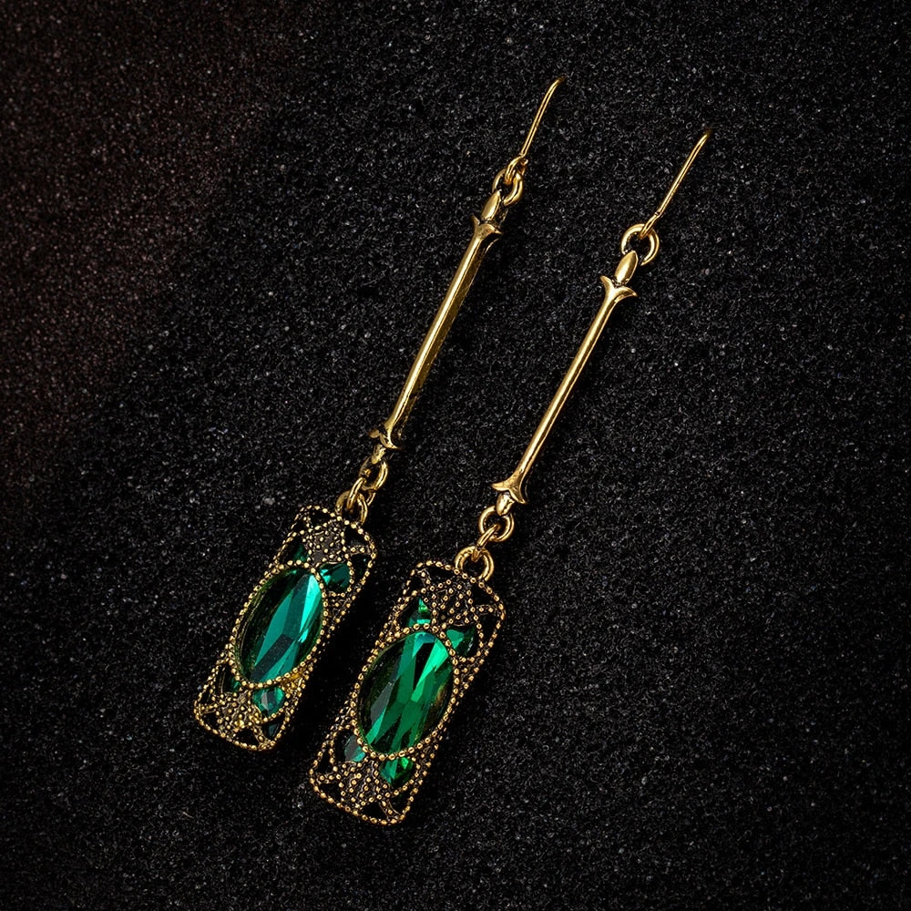 Green Lantern Pendant Earrings in Gold - Image 2