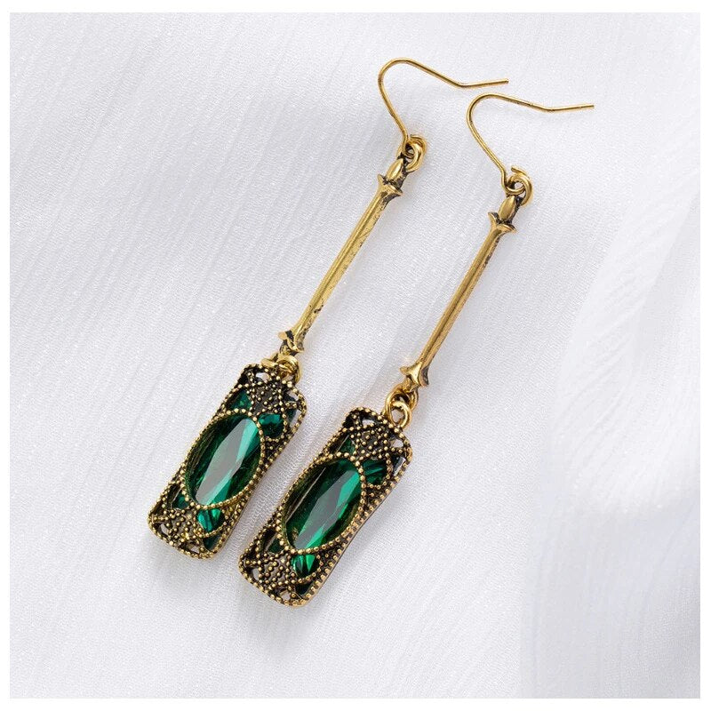 Green Lantern Pendant Earrings in Gold - Image 3