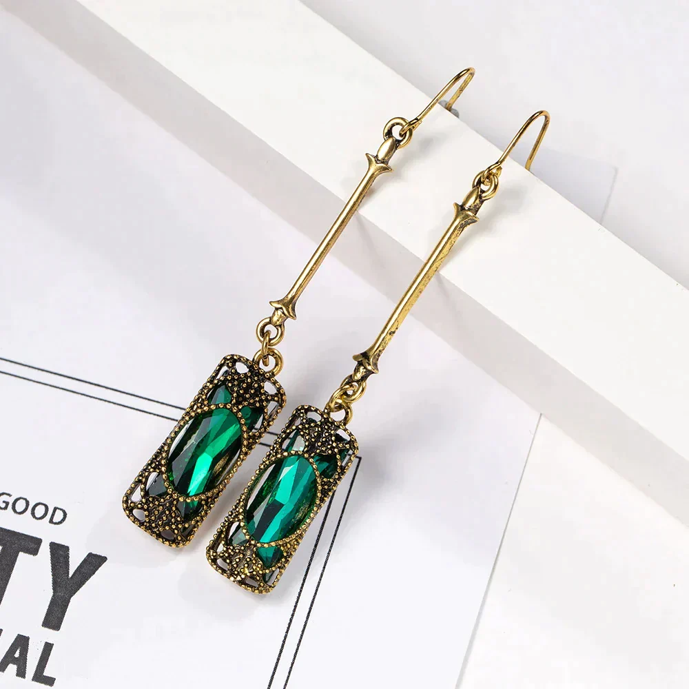Green Lantern Pendant Earrings in Gold - Image 4